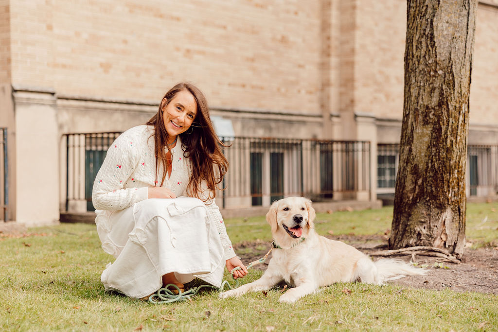Dr. Baldassarre with her golden retriever Kelley